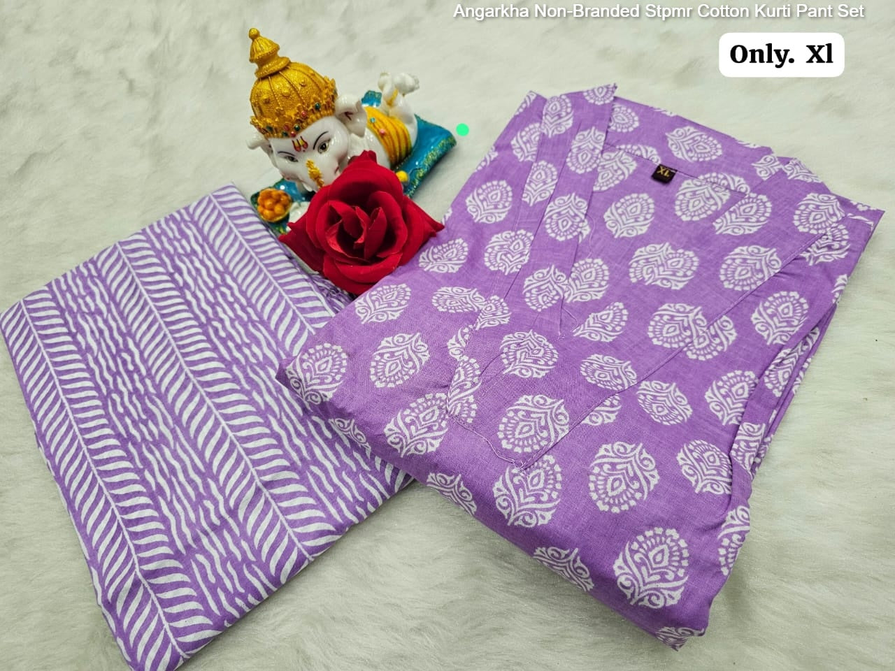 Angarkha Non-Branded Stpmr Cotton Kurti Pant Set