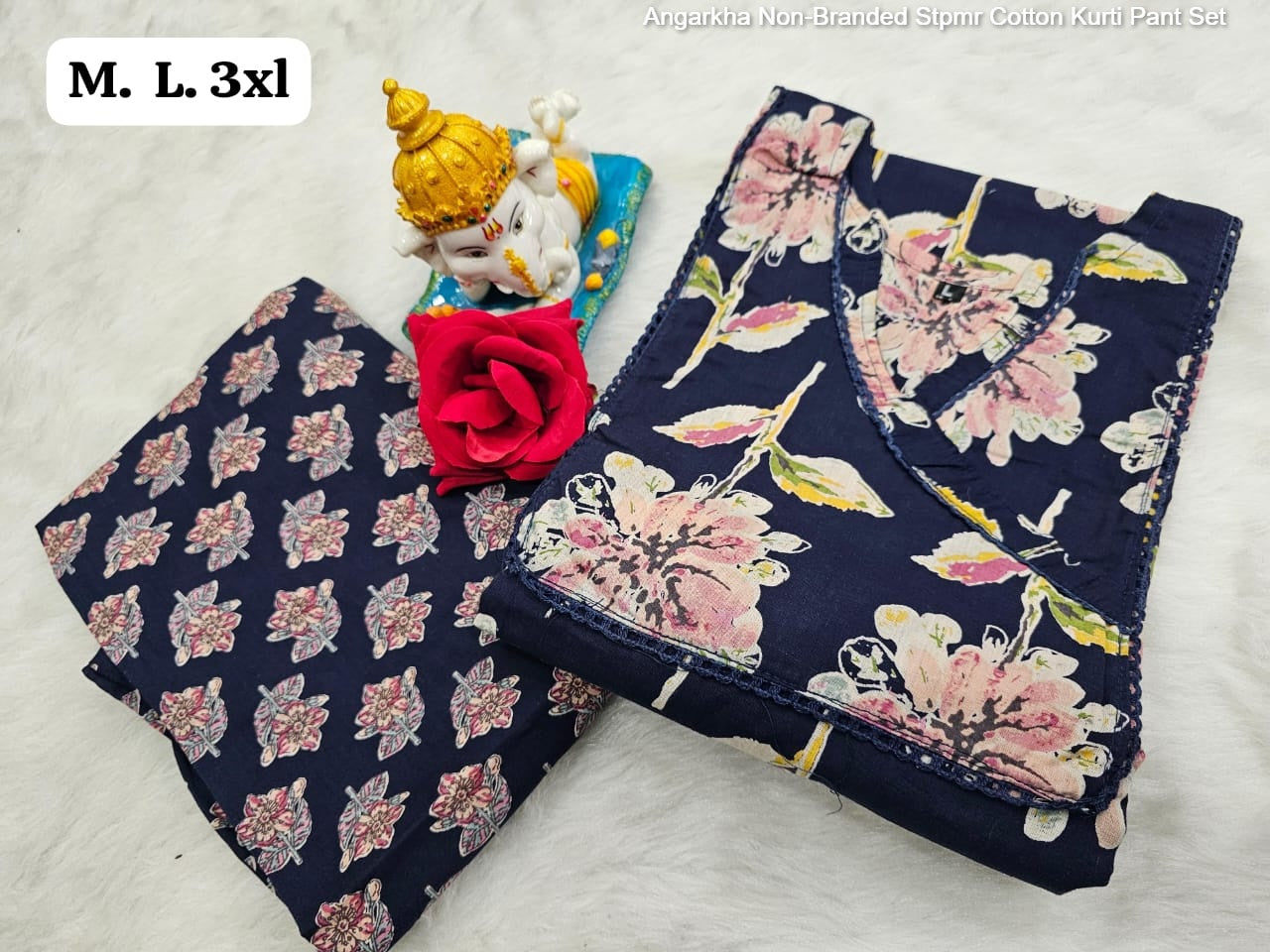 Angarkha Non-Branded Stpmr Cotton Kurti Pant Set