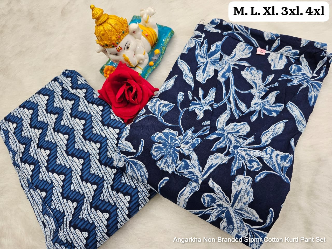 Angarkha Non-Branded Stpmr Cotton Kurti Pant Set