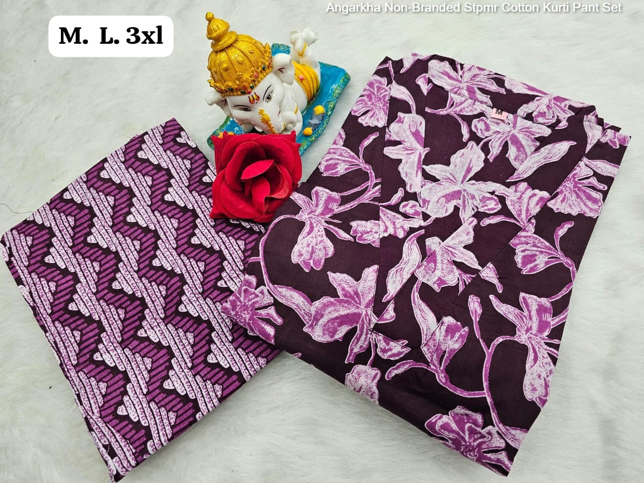 Angarkha Non-Branded Stpmr Cotton Kurti Pant Set