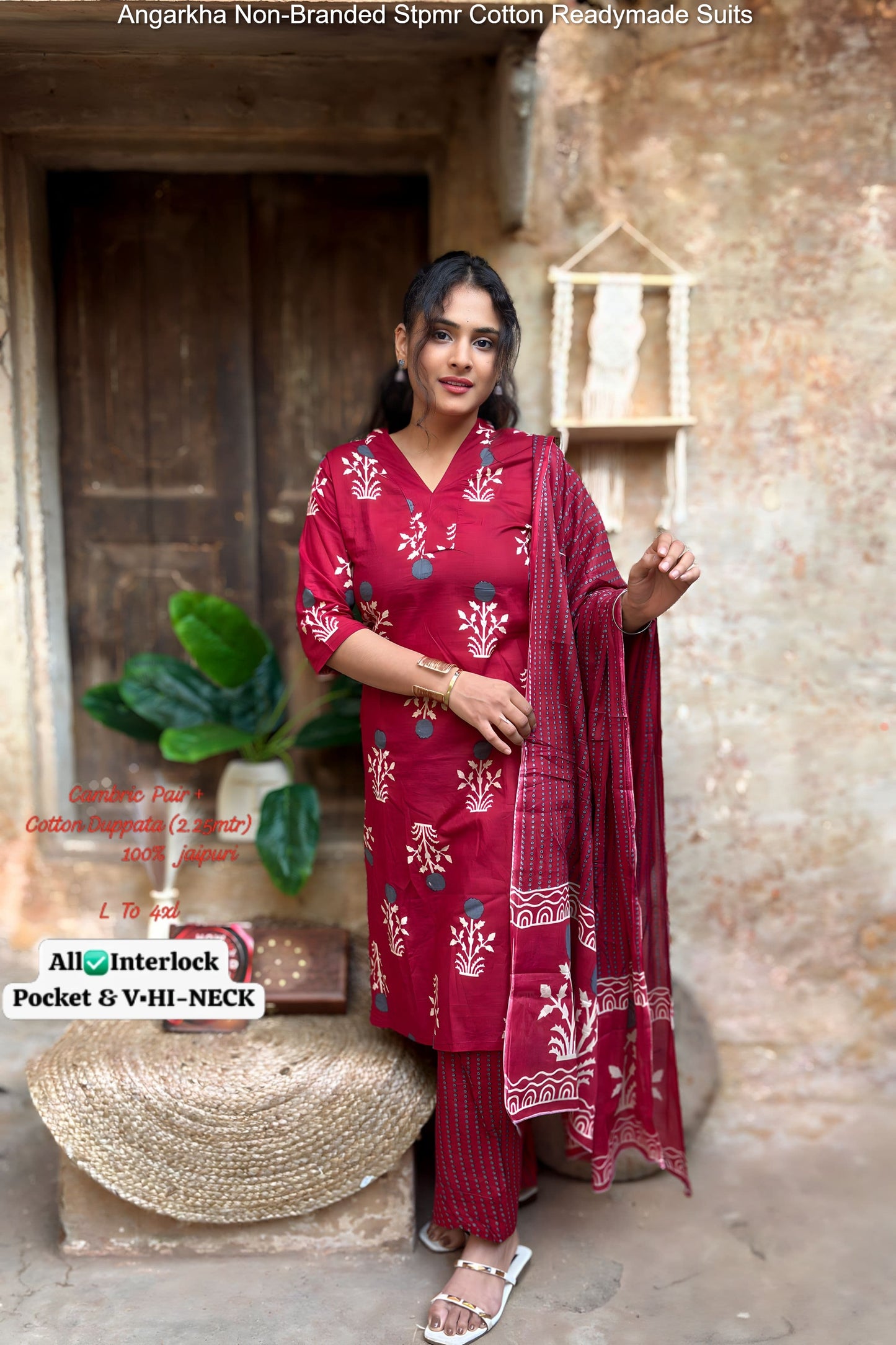 Angarkha Non-Branded Stpmr Cotton Readymade Suits