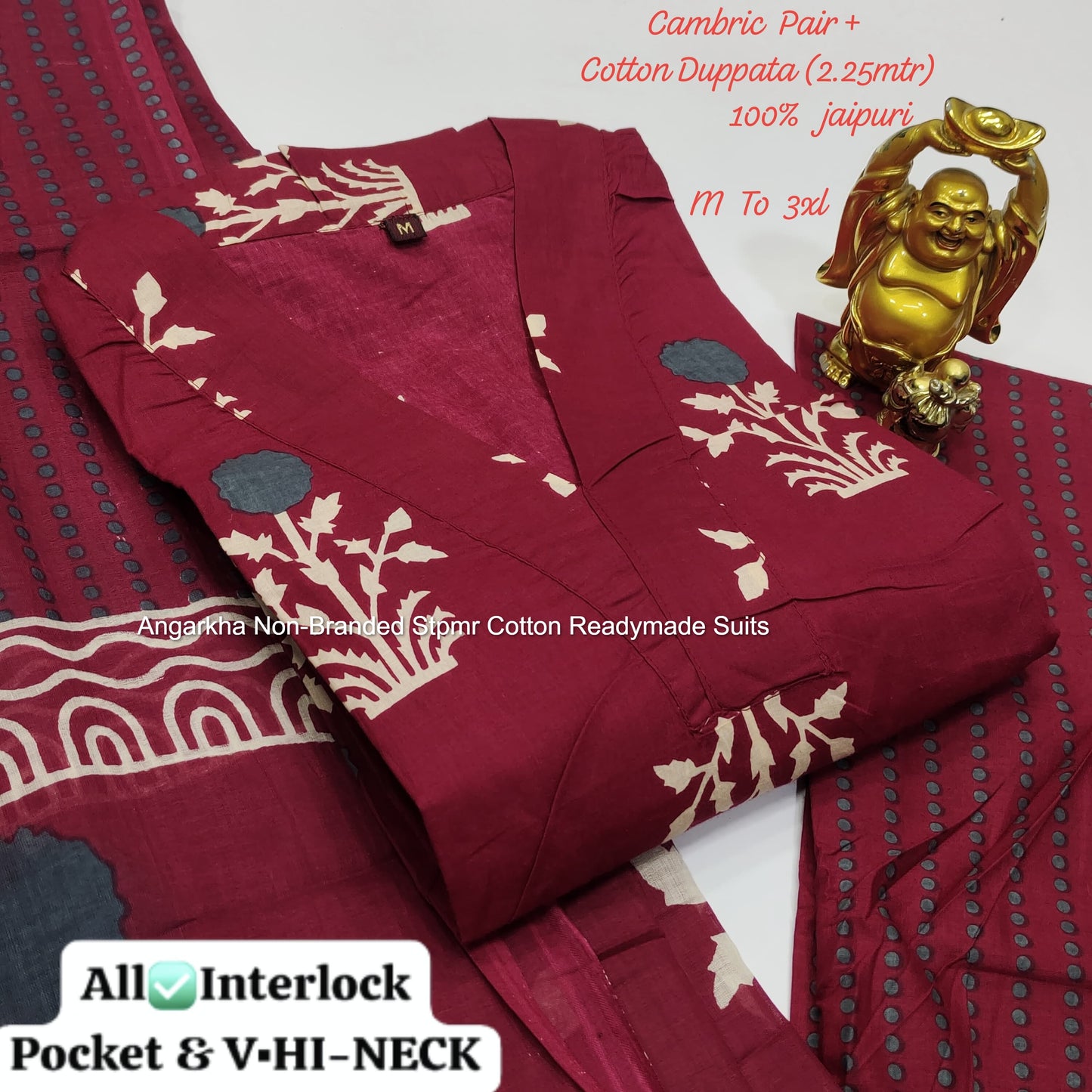 Angarkha Non-Branded Stpmr Cotton Readymade Suits