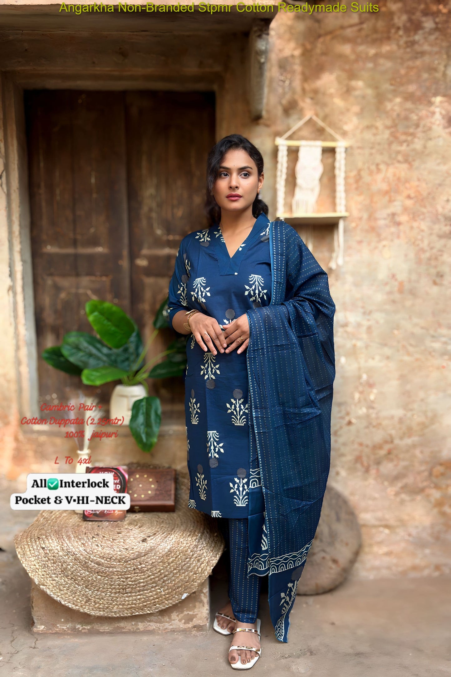 Angarkha Non-Branded Stpmr Cotton Readymade Suits