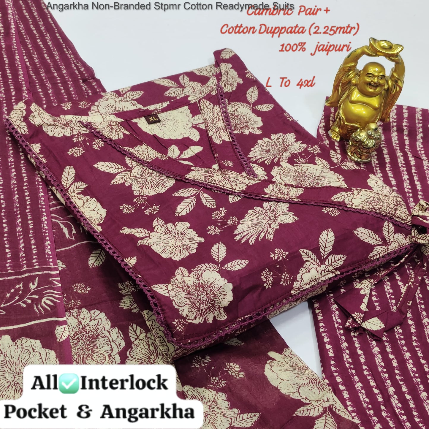 Angarkha Non-Branded Stpmr Cotton Readymade Suits