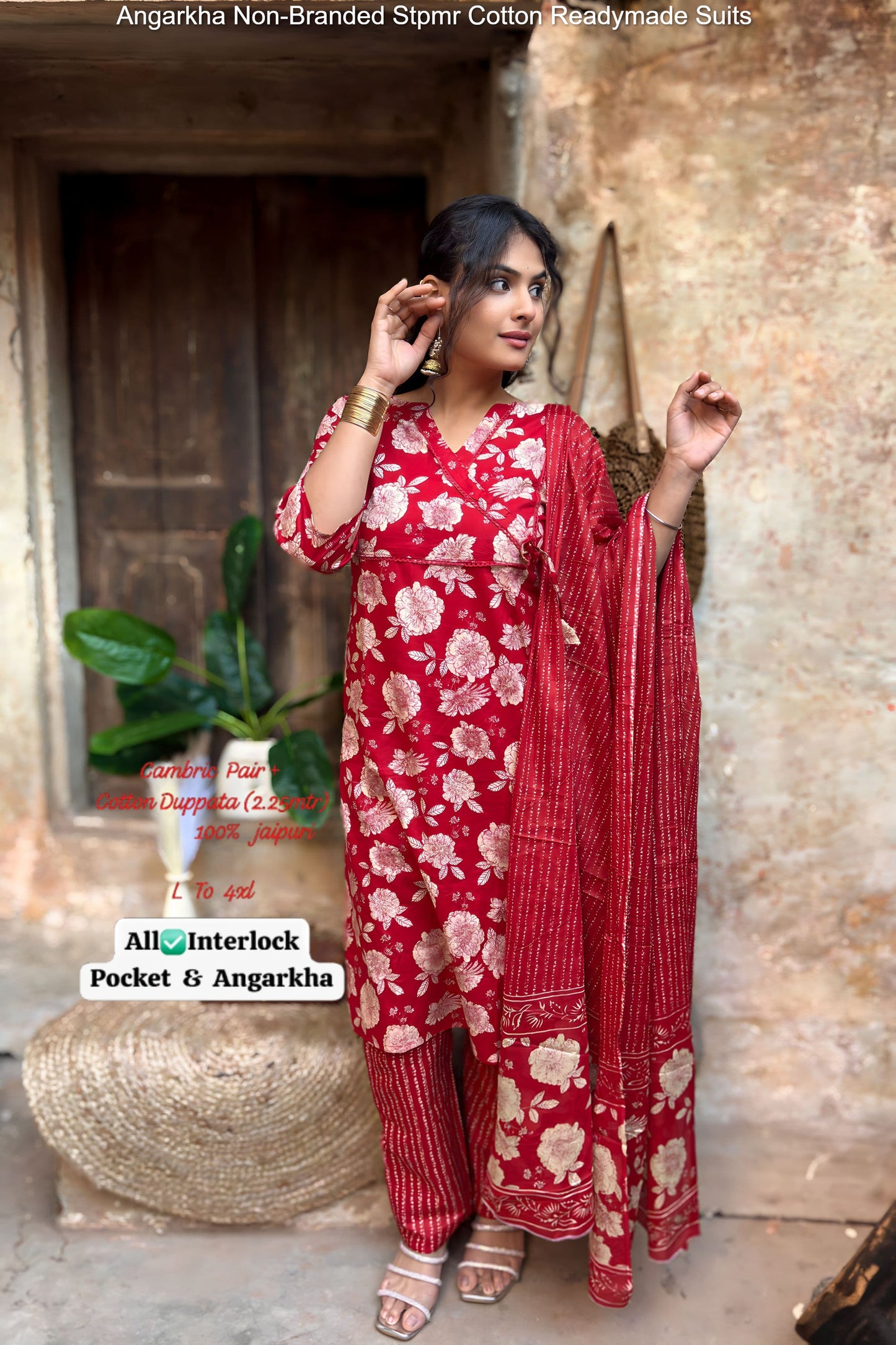 Angarkha Non-Branded Stpmr Cotton Readymade Suits