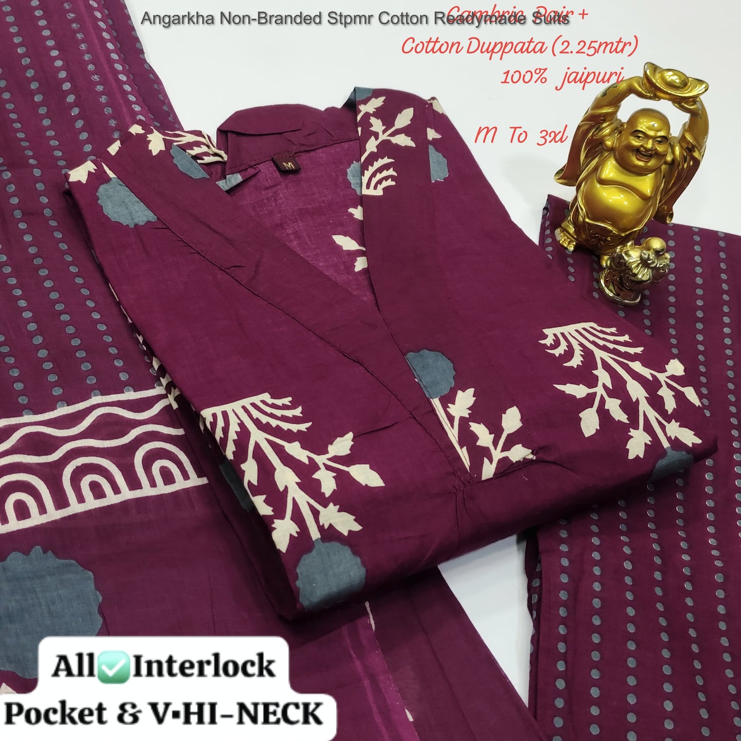 Angarkha Non-Branded Stpmr Cotton Readymade Suits