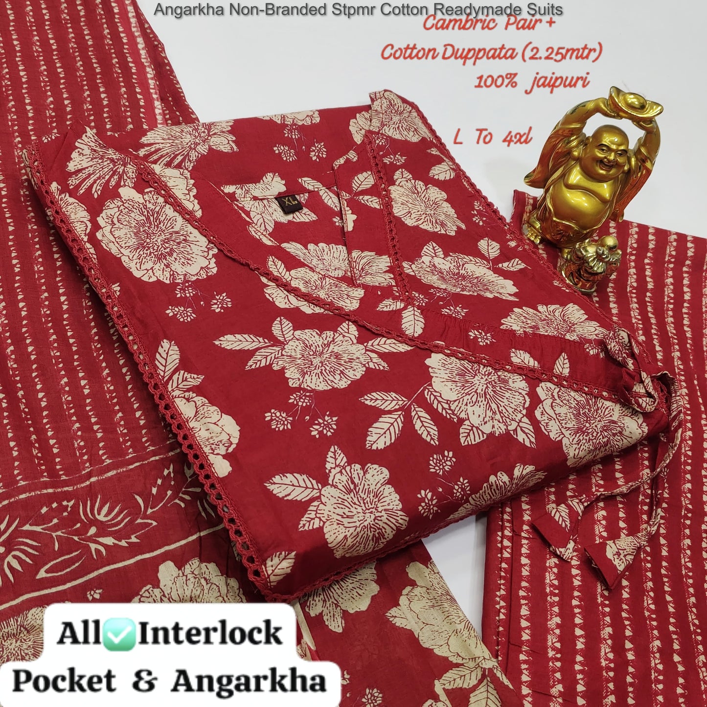 Angarkha Non-Branded Stpmr Cotton Readymade Suits