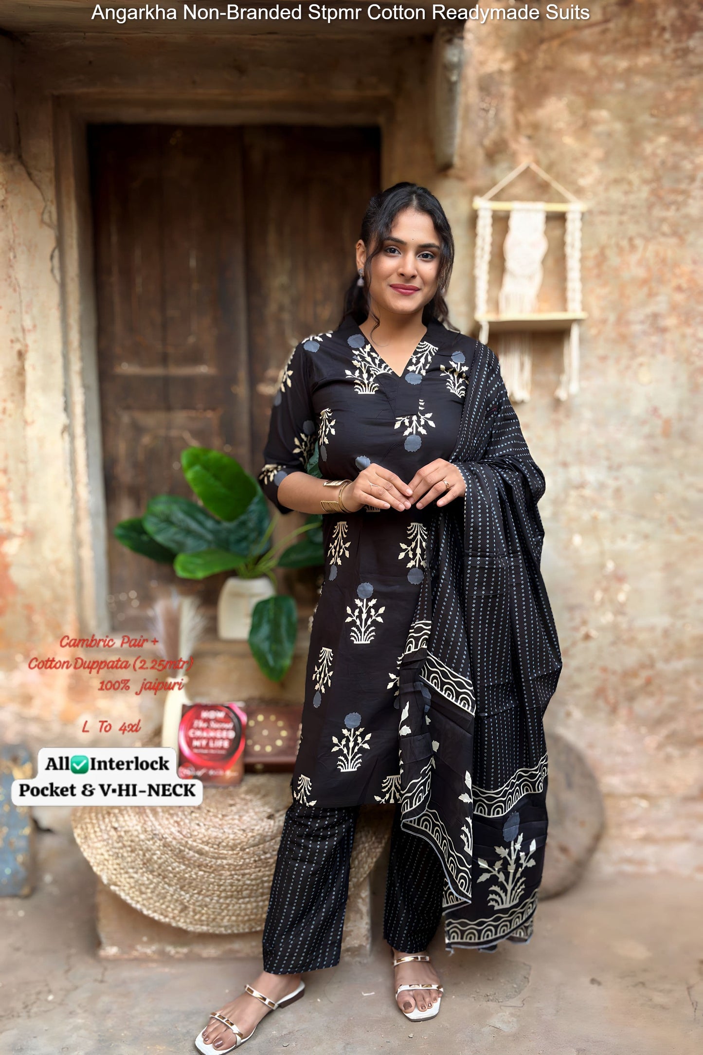 Angarkha Non-Branded Stpmr Cotton Readymade Suits