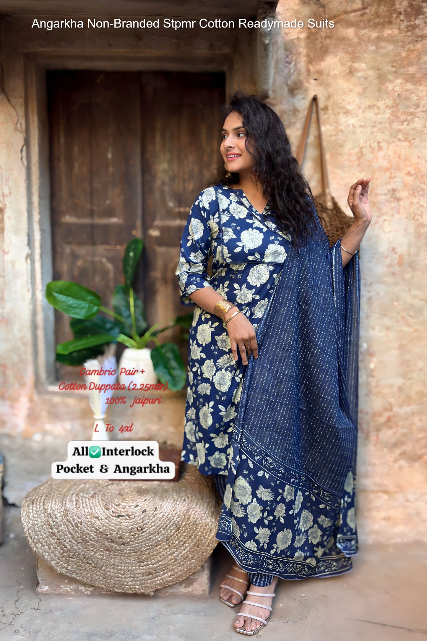 Angarkha Non-Branded Stpmr Cotton Readymade Suits