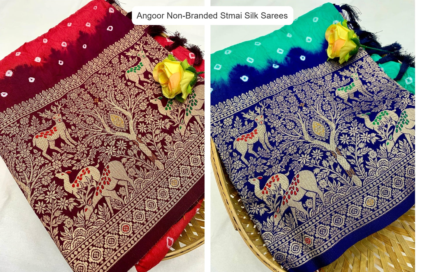 Angoor Non-Branded Stmai Silk Sarees