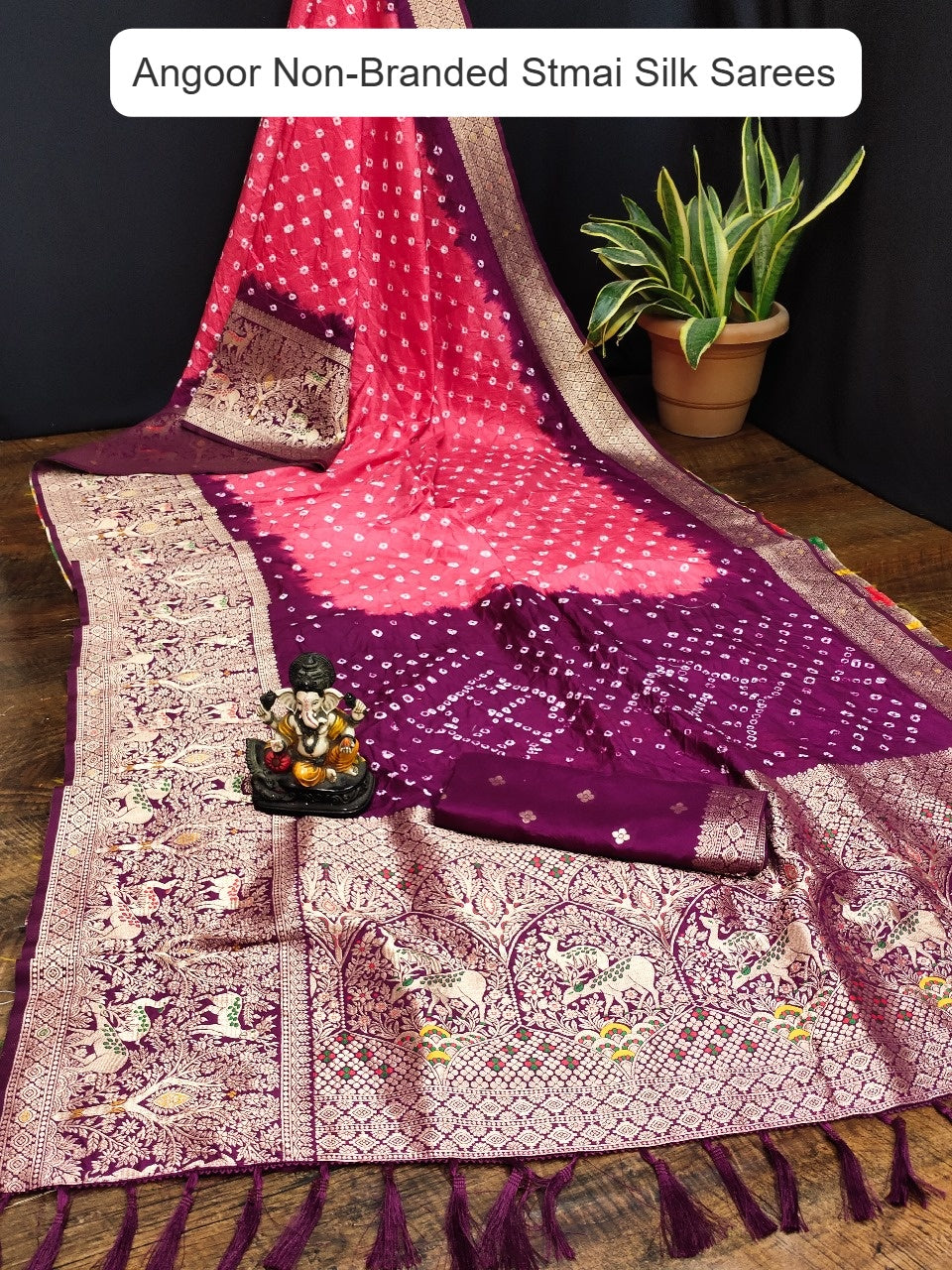 Angoor Non-Branded Stmai Silk Sarees