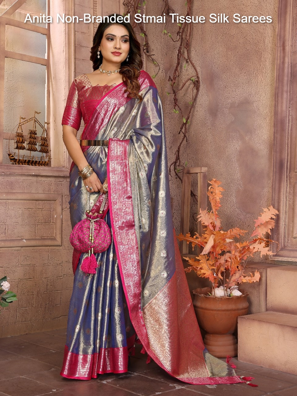 Anita Non-Branded Stmai Tissue Silk Sarees