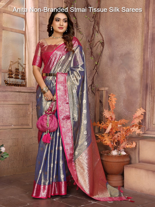 Anita Non-Branded Stmai Tissue Silk Sarees