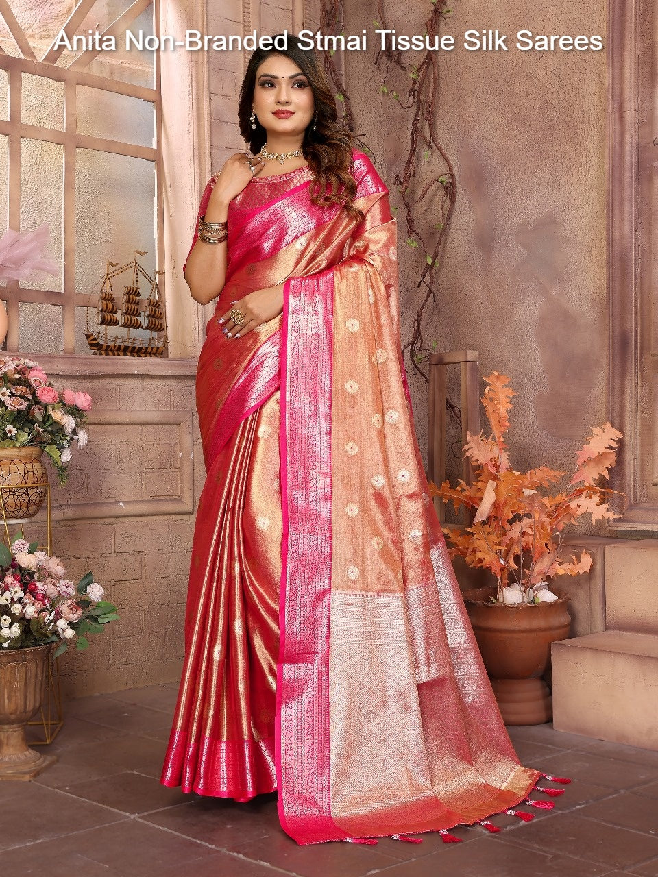 Anita Non-Branded Stmai Tissue Silk Sarees