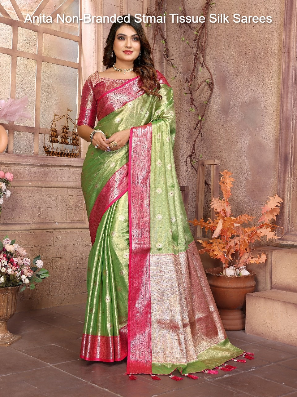 Anita Non-Branded Stmai Tissue Silk Sarees