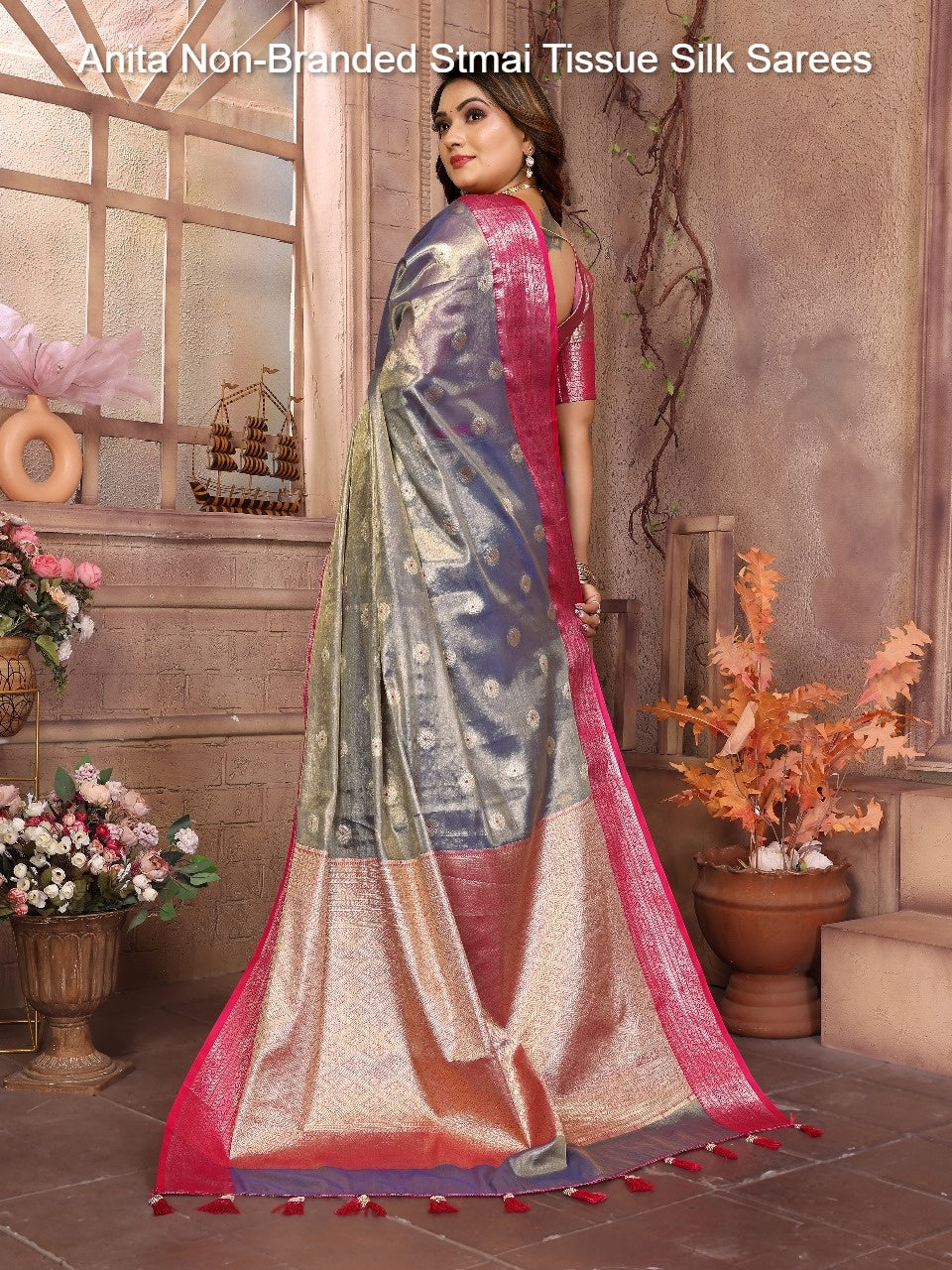 Anita Non-Branded Stmai Tissue Silk Sarees