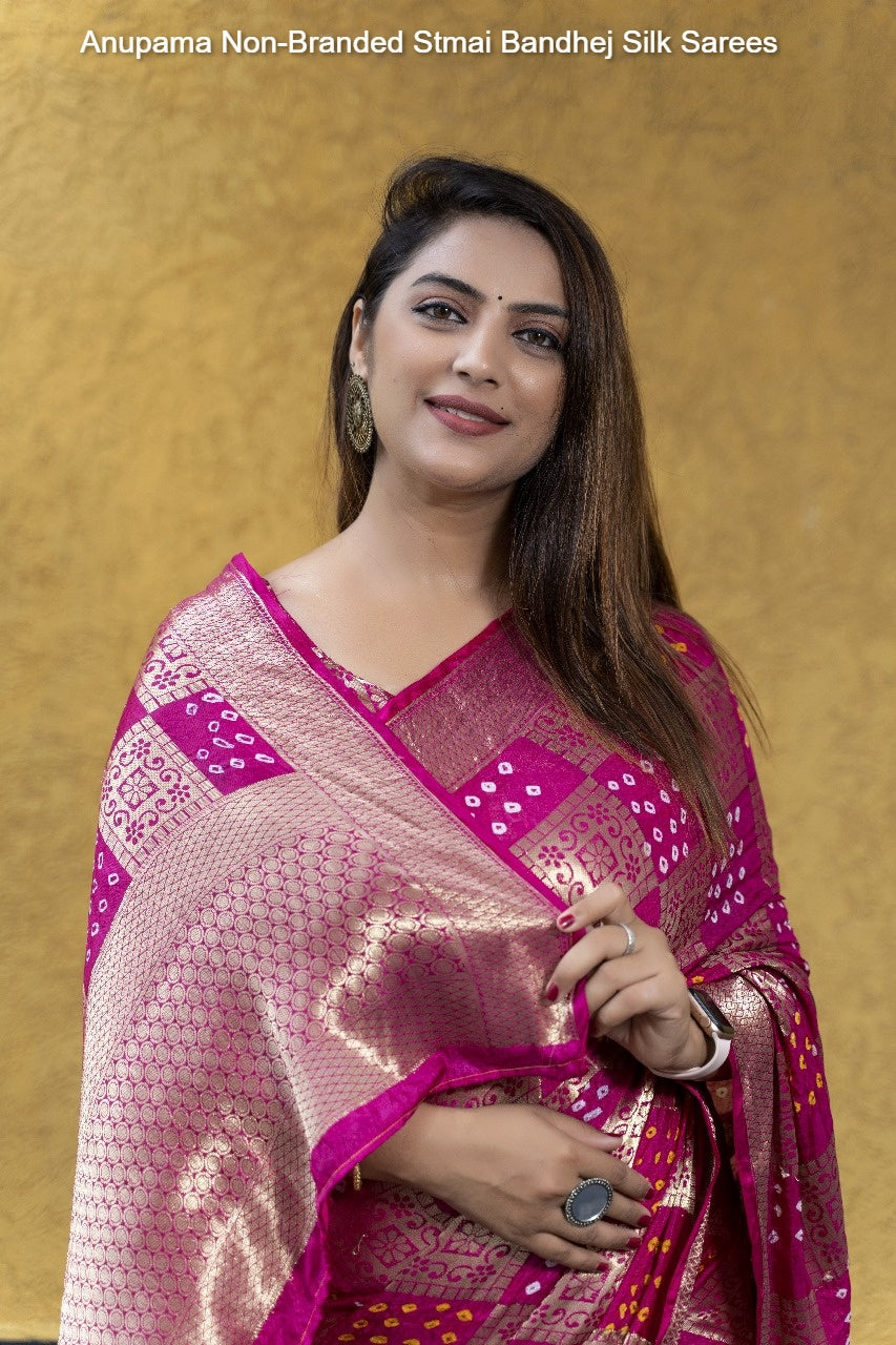 Anupama Non-Branded Stmai Bandhej Silk Sarees