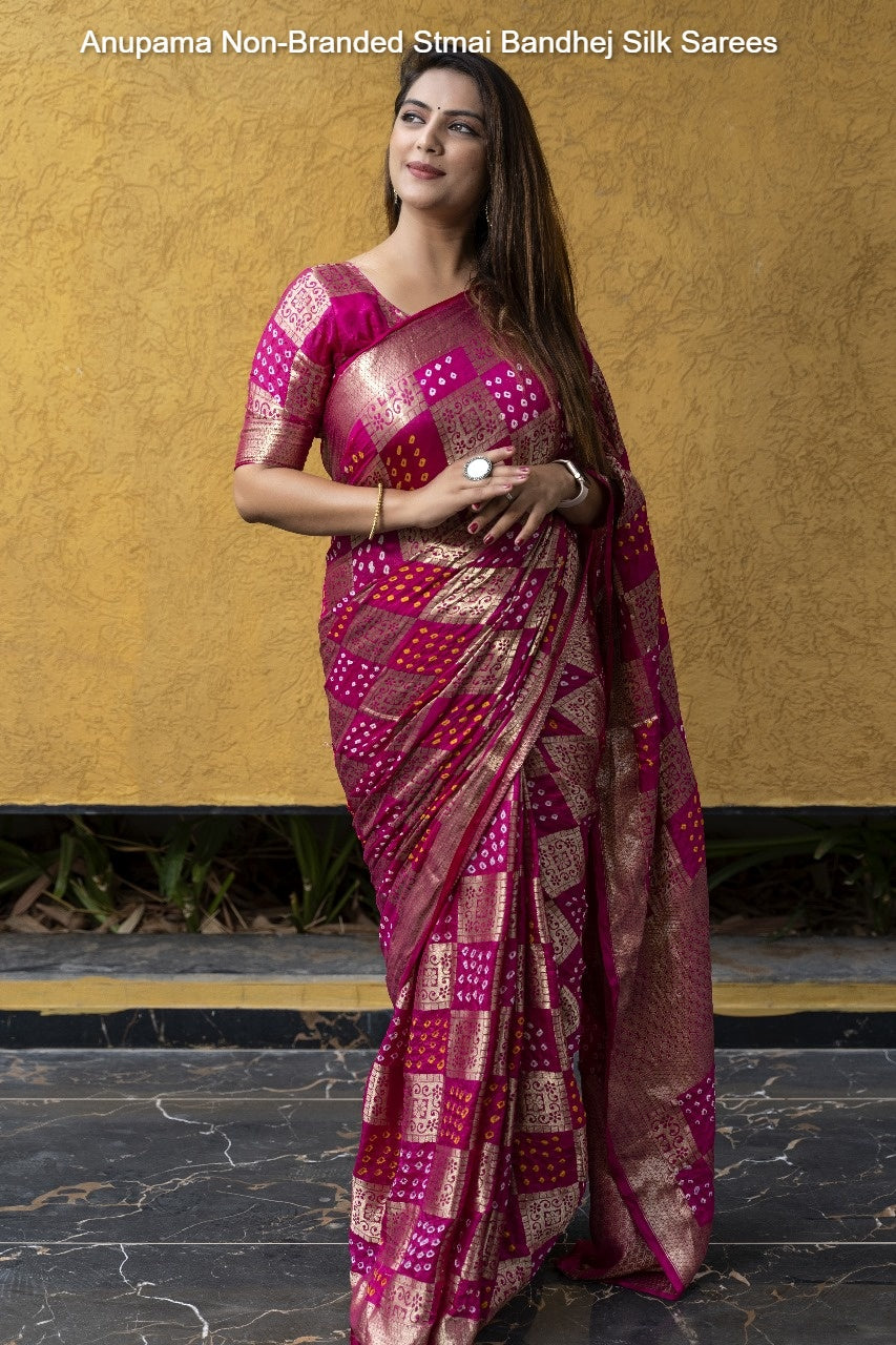 Anupama Non-Branded Stmai Bandhej Silk Sarees