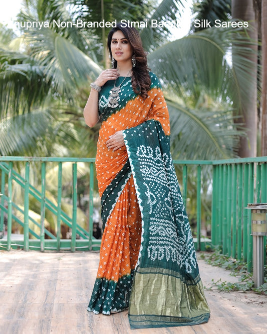 Anupriya Non-Branded Stmai Bandhej Silk Sarees