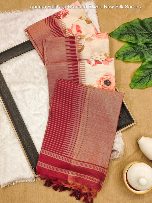 Aparna Full Non-Branded Stwea Raw Silk Sarees