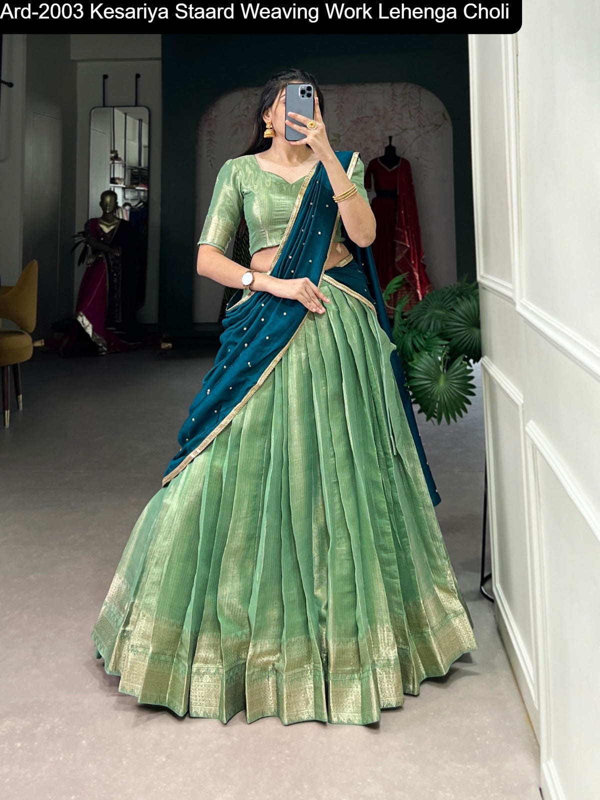 Ard-2003 Kesariya Staard Weaving Work Lehenga Choli