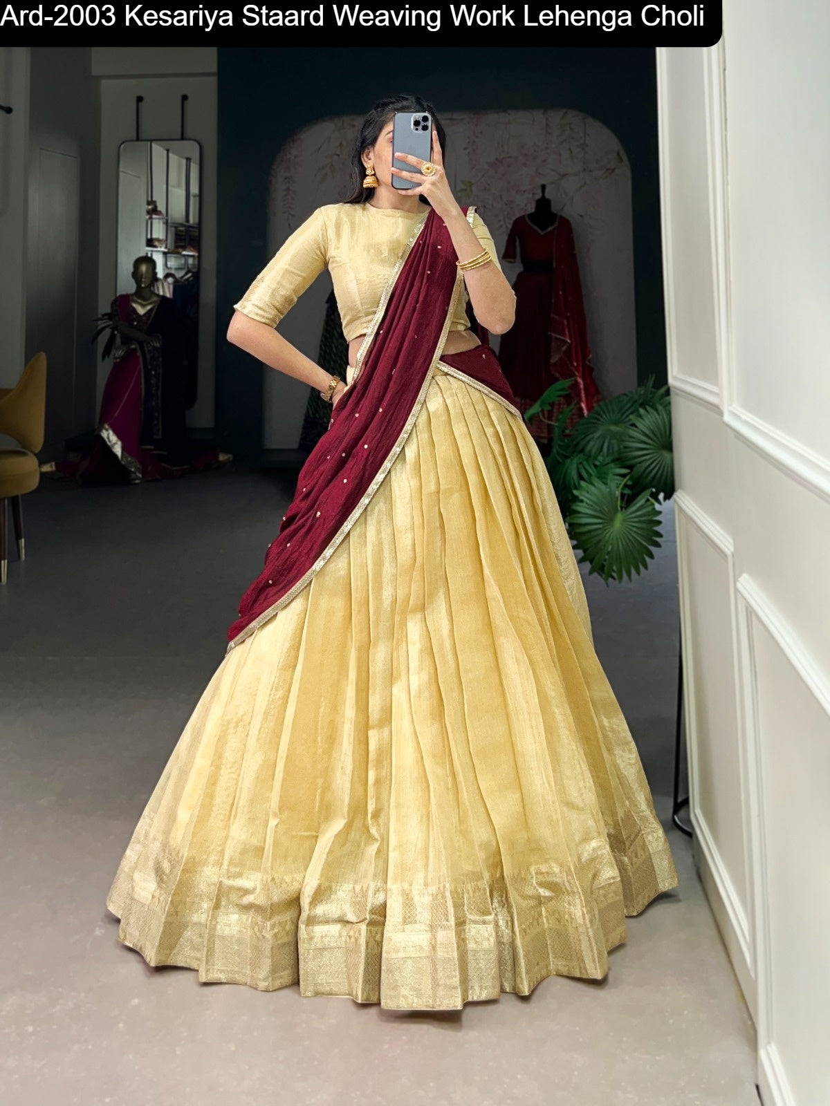 Ard-2003 Kesariya Staard Weaving Work Lehenga Choli