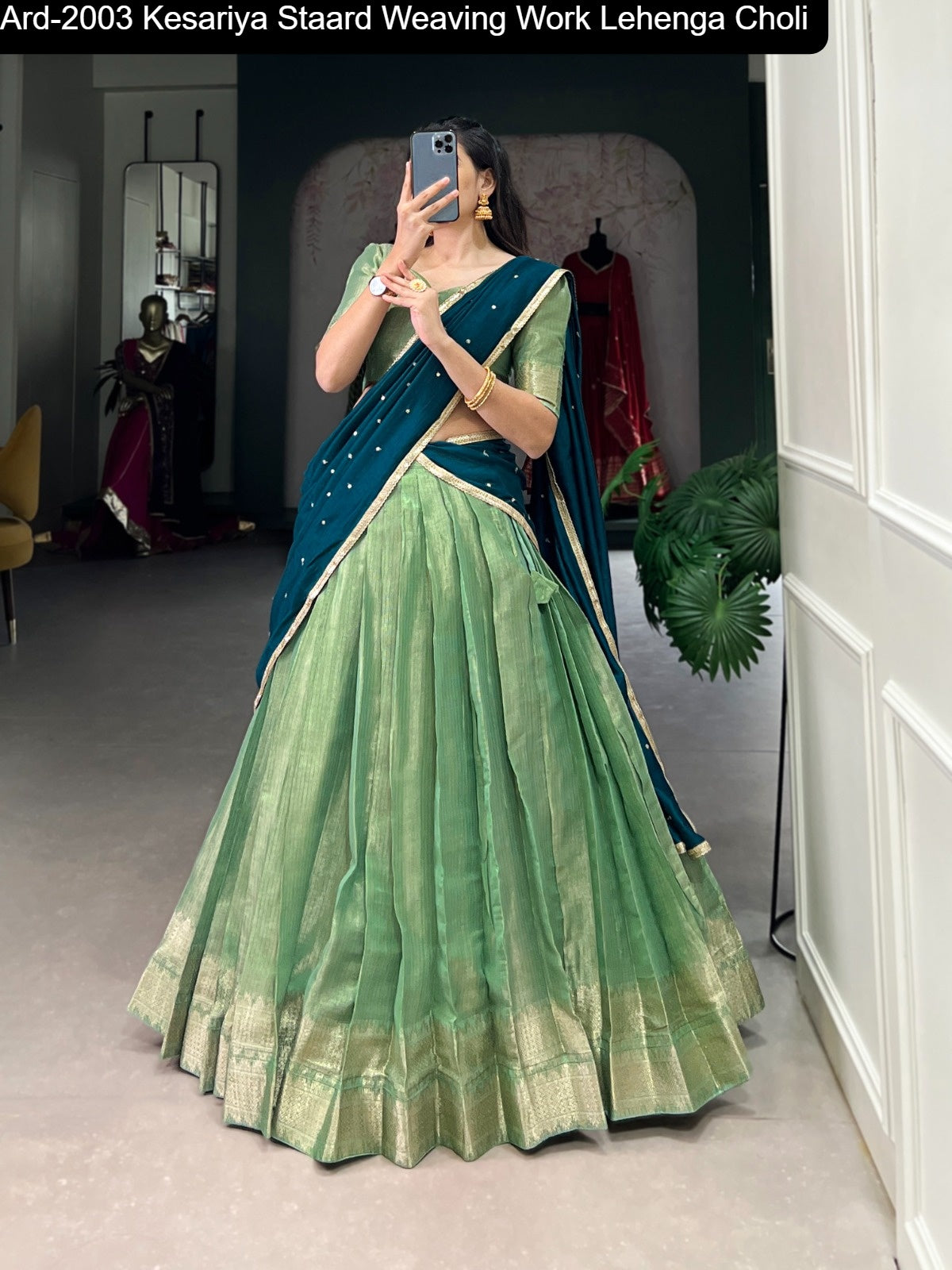 Ard-2003 Kesariya Staard Weaving Work Lehenga Choli