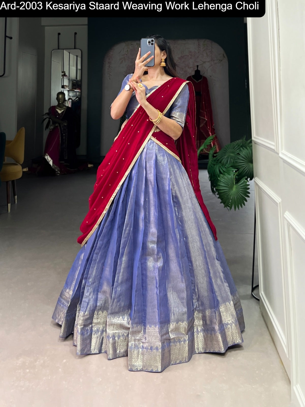 Ard-2003 Kesariya Staard Weaving Work Lehenga Choli