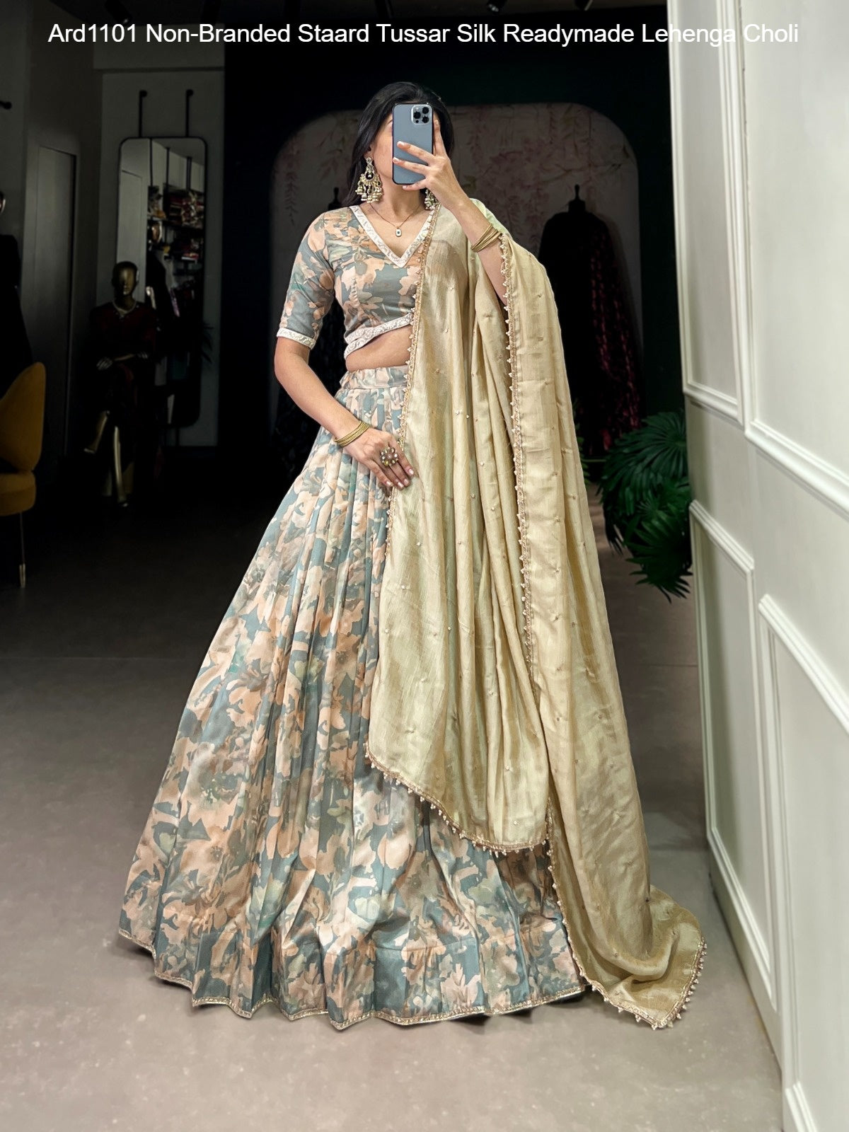 Ard1101 Non-Branded Staard Tussar Silk Readymade Lehenga Choli