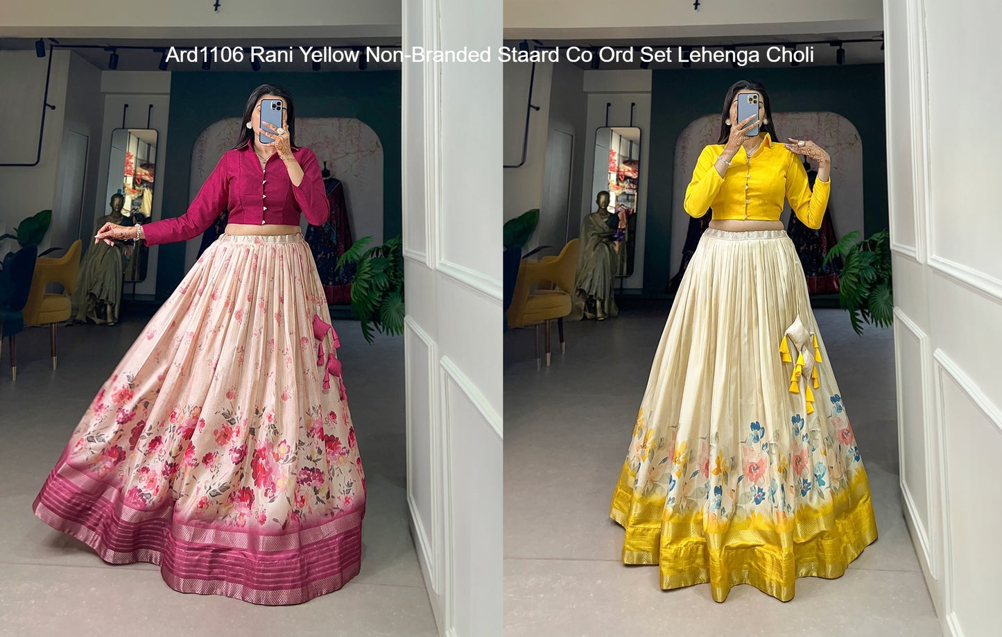 Ard1106 Rani Yellow Non-Branded Staard Co Ord Set Lehenga Choli