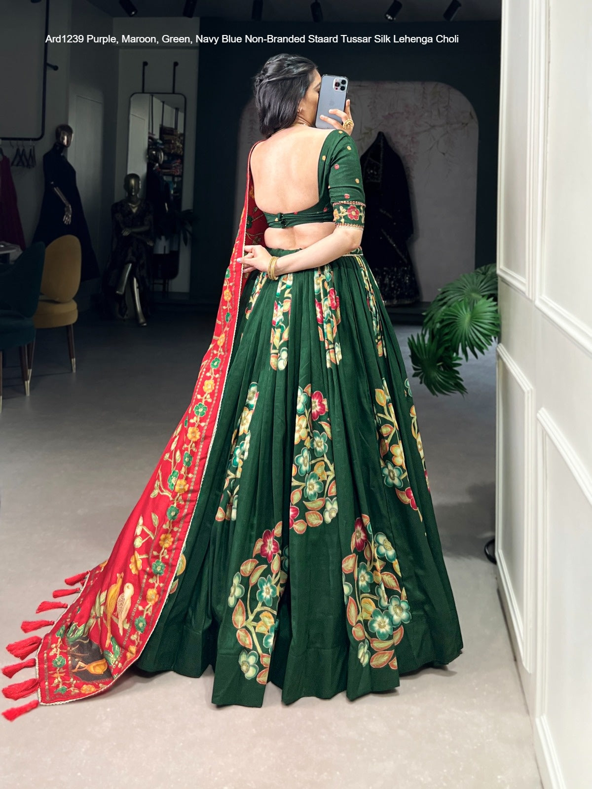 Ard1239 Purple Maroon Green Navy Blue Non-Branded Staard Tussar Silk Lehenga Choli