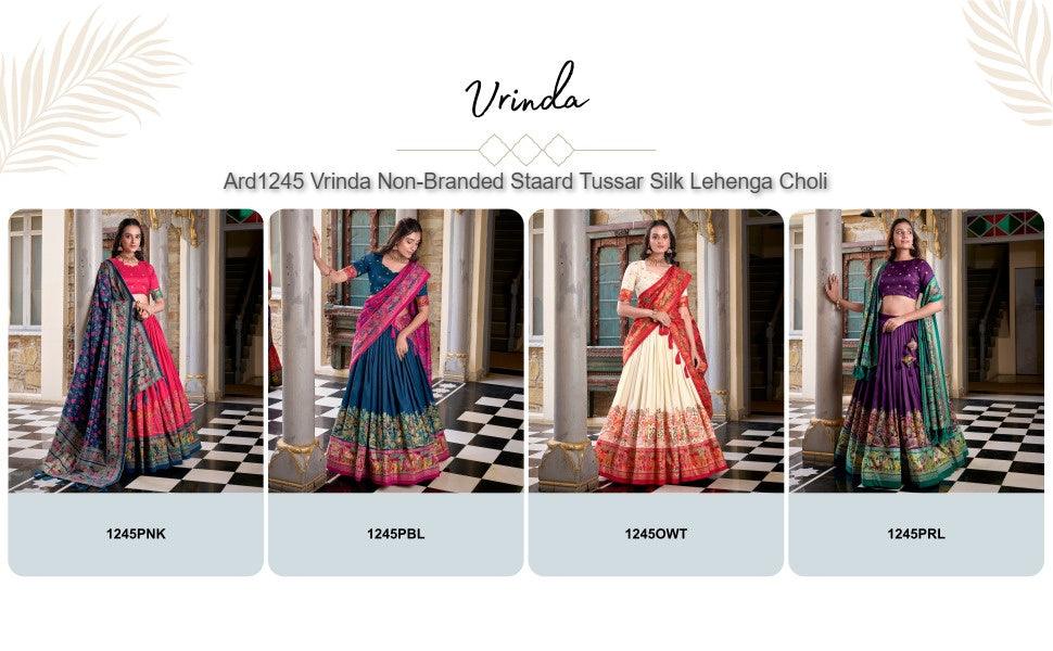 Ard1245 Vrinda Non-Branded Staard Tussar Silk Lehenga Choli