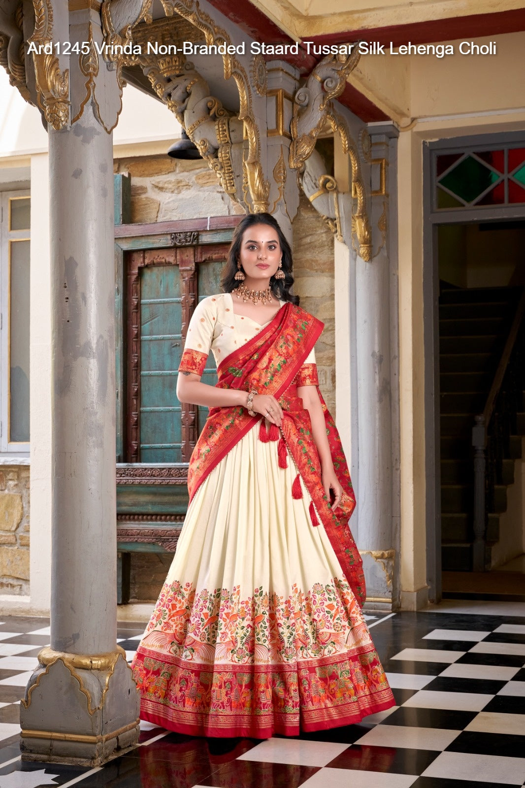 Ard1245 Vrinda Non-Branded Staard Tussar Silk Lehenga Choli