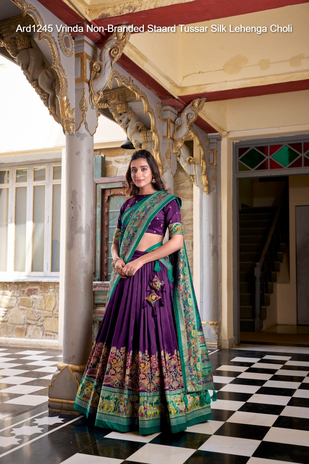 Ard1245 Vrinda Non-Branded Staard Tussar Silk Lehenga Choli