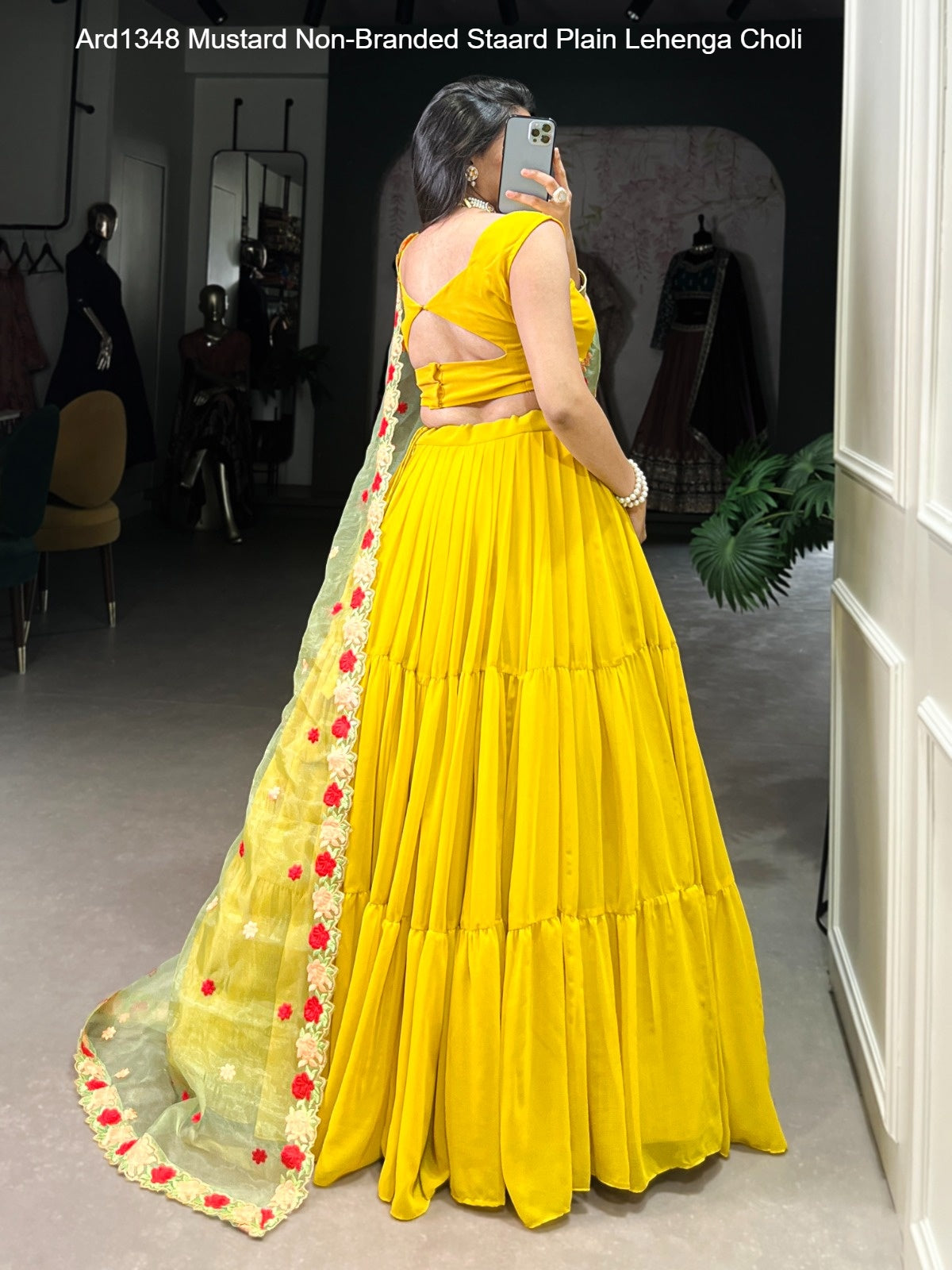 Ard1348 Mustard Non-Branded Staard Plain Lehenga Choli
