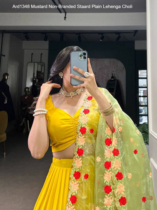 Ard1348 Mustard Non-Branded Staard Plain Lehenga Choli
