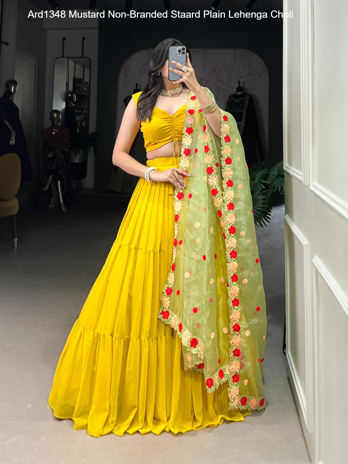 Ard1348 Mustard Non-Branded Staard Plain Lehenga Choli
