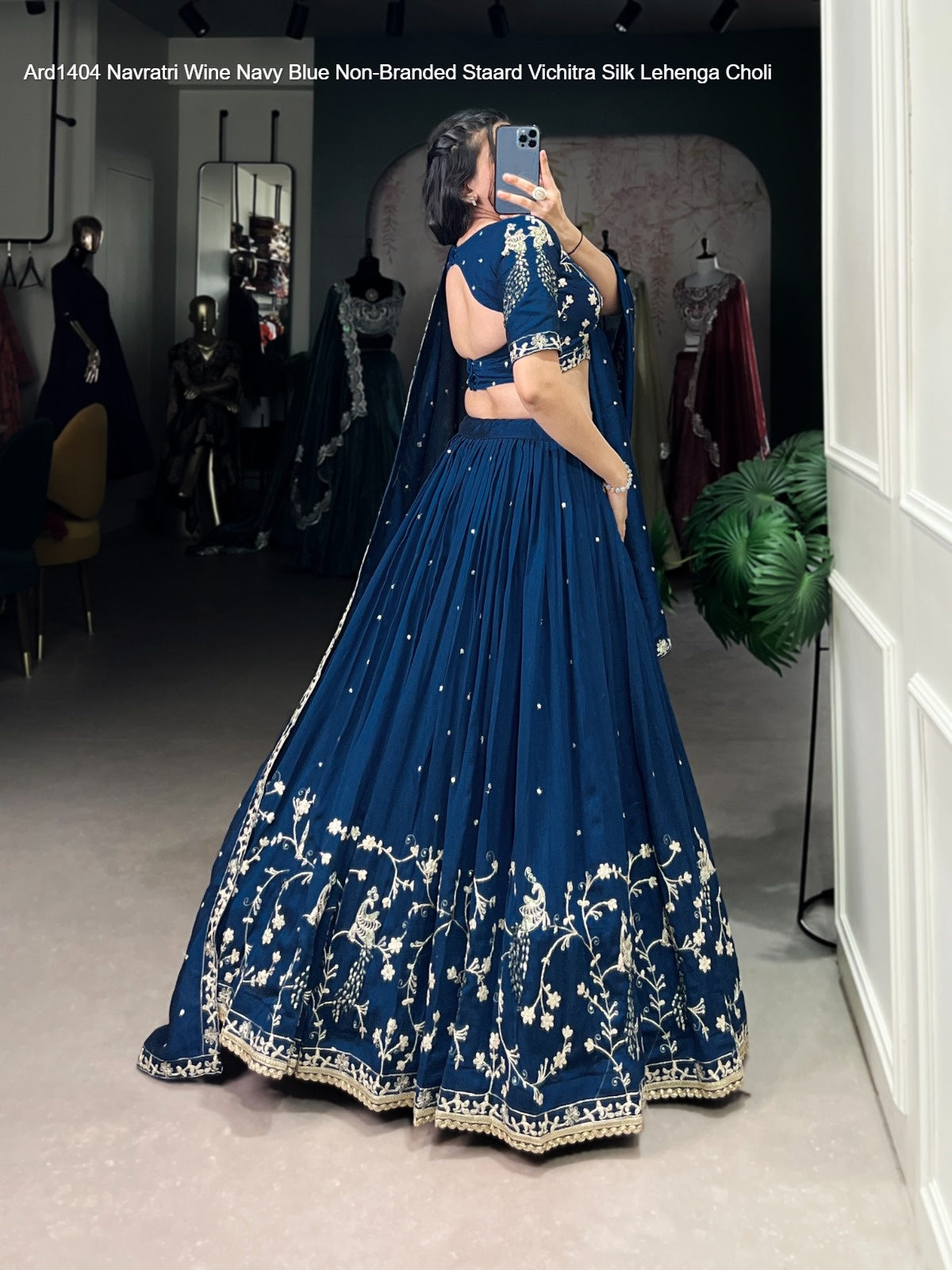 Ard1404 Navratri Wine Navy Blue Non-Branded Staard Vichitra Silk Lehenga Choli