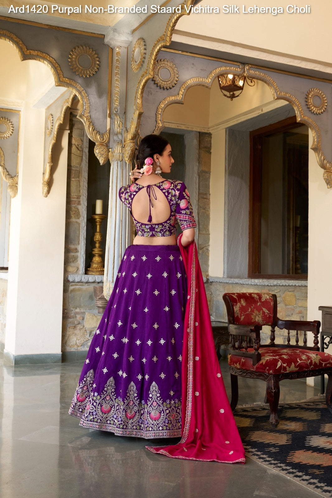 Ard1420 Purpal Non-Branded Staard Vichitra Silk Lehenga Choli