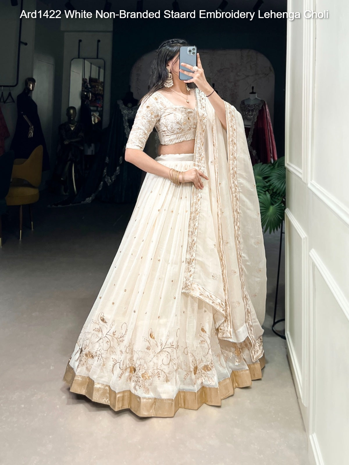 Ard1422 White Non-Branded Staard Embroidery Lehenga Choli