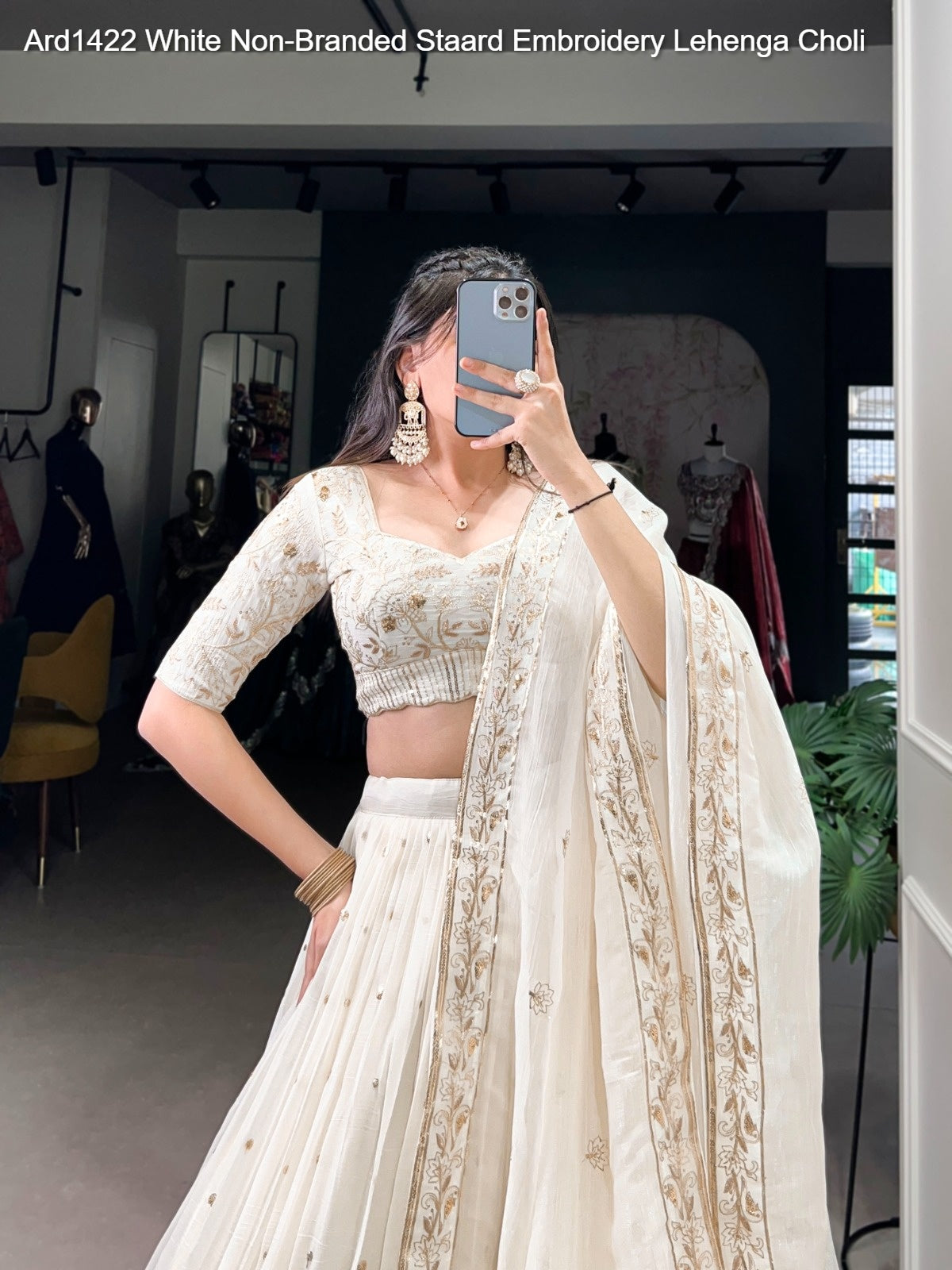 Ard1422 White Non-Branded Staard Embroidery Lehenga Choli
