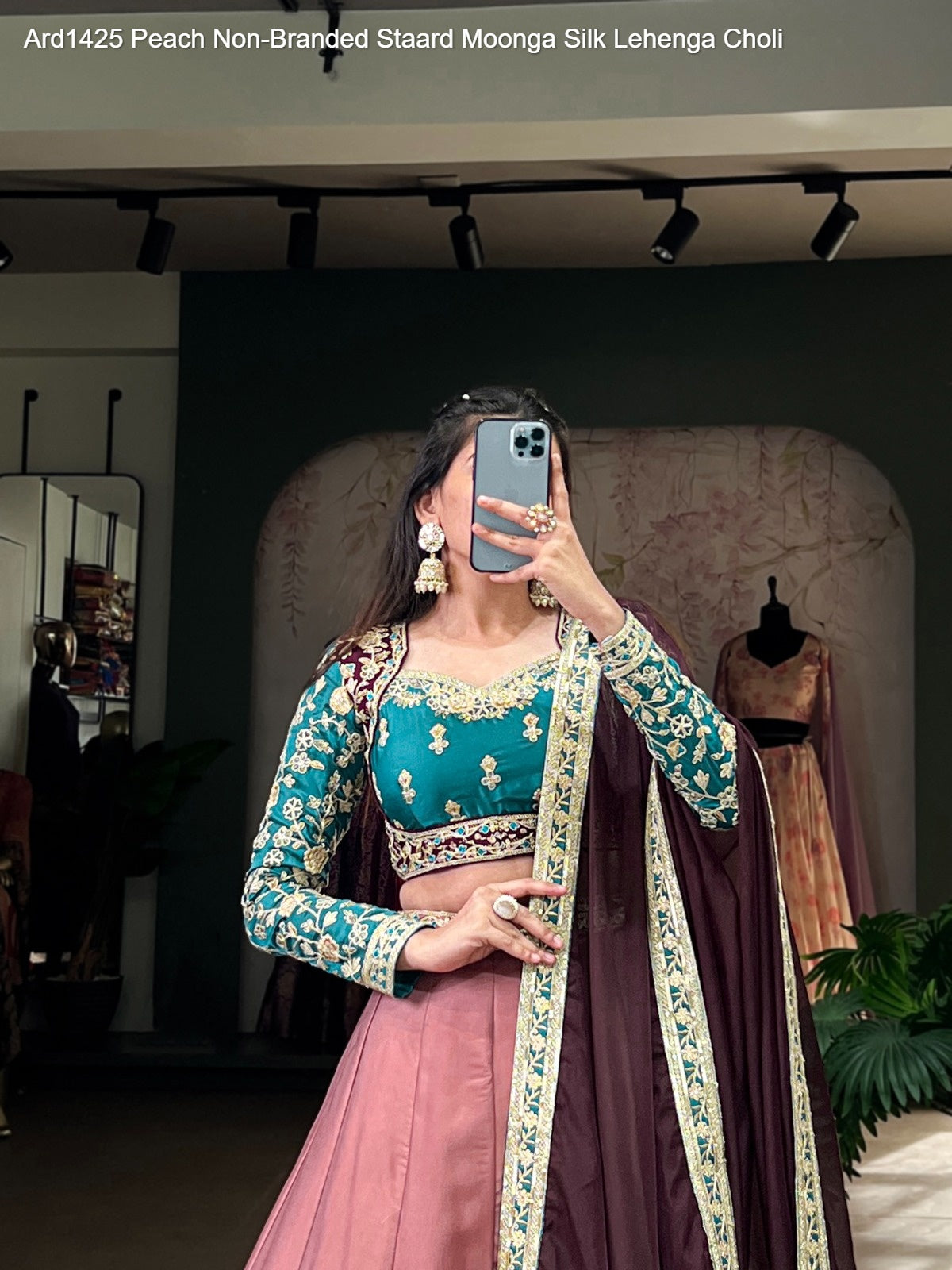 Ard1425 Peach Non-Branded Staard Moonga Silk Lehenga Choli