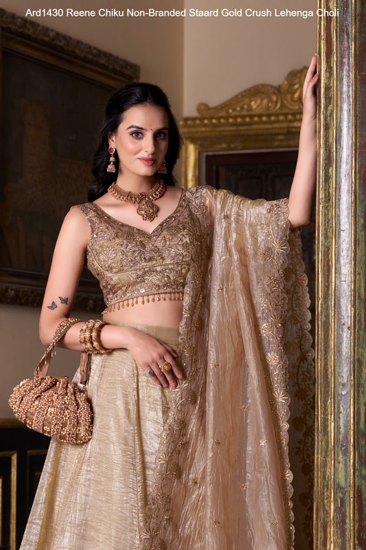 Ard1430 Reene Chiku Non-Branded Staard Gold Crush Lehenga Choli