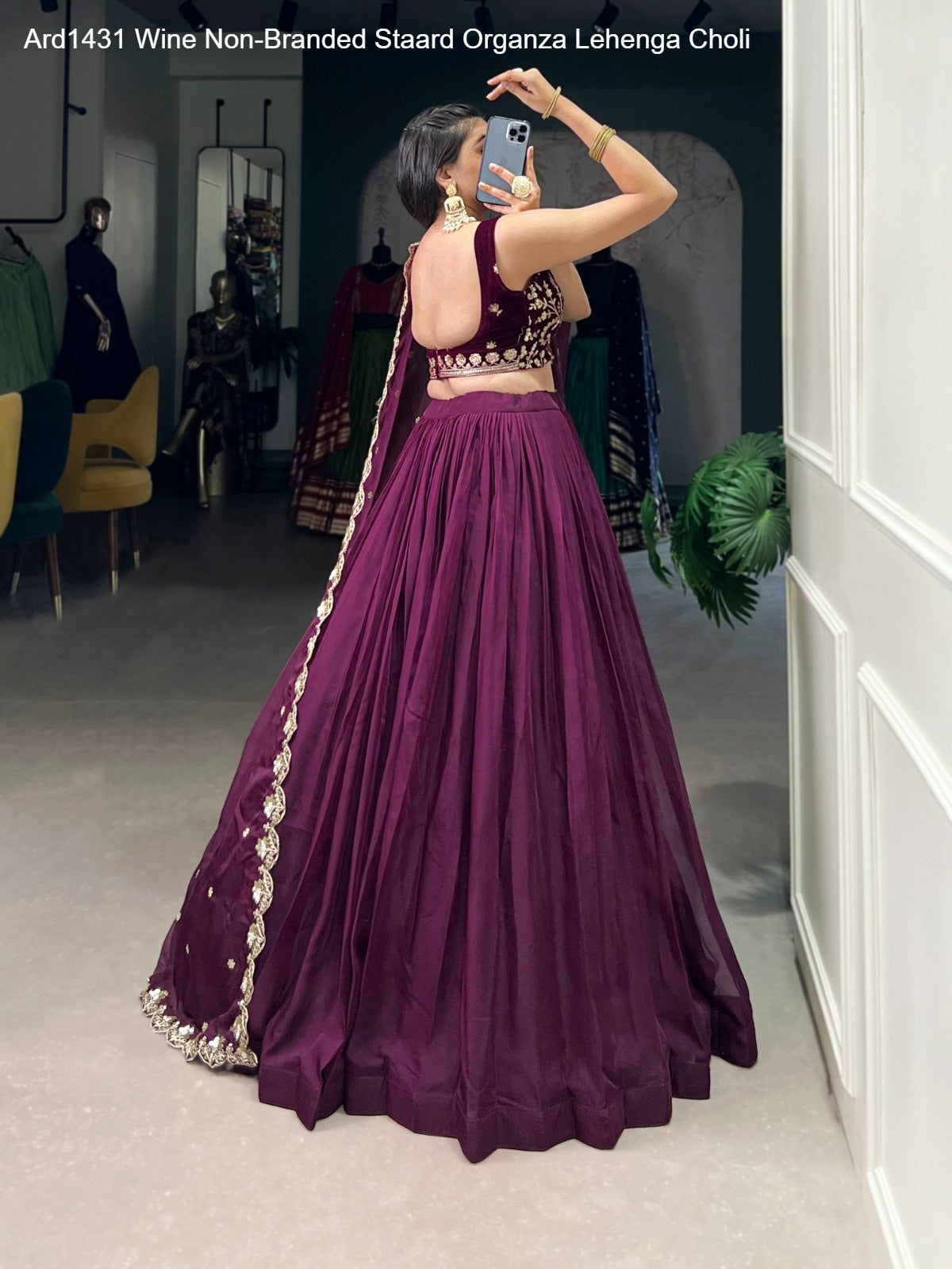 Ard1431 Wine Non-Branded Staard Organza Lehenga Choli