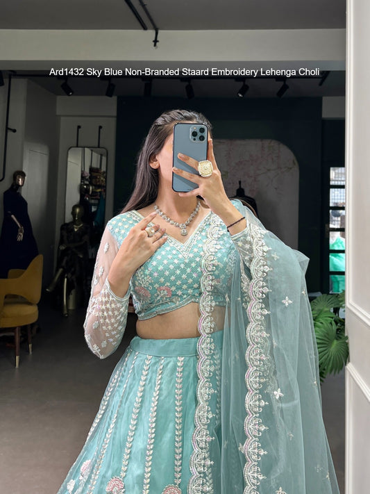 Ard1432 Sky Blue Non-Branded Staard Embroidery Lehenga Choli