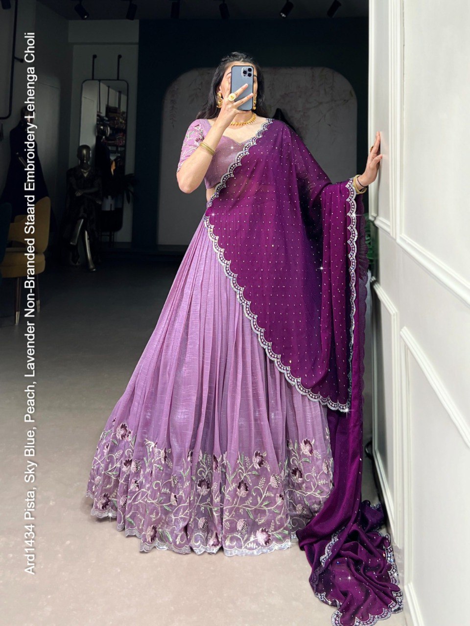 Ard1434 Pista, Sky Blue, Peach, Lavender Non-Branded Staard Embroidery Lehenga Choli