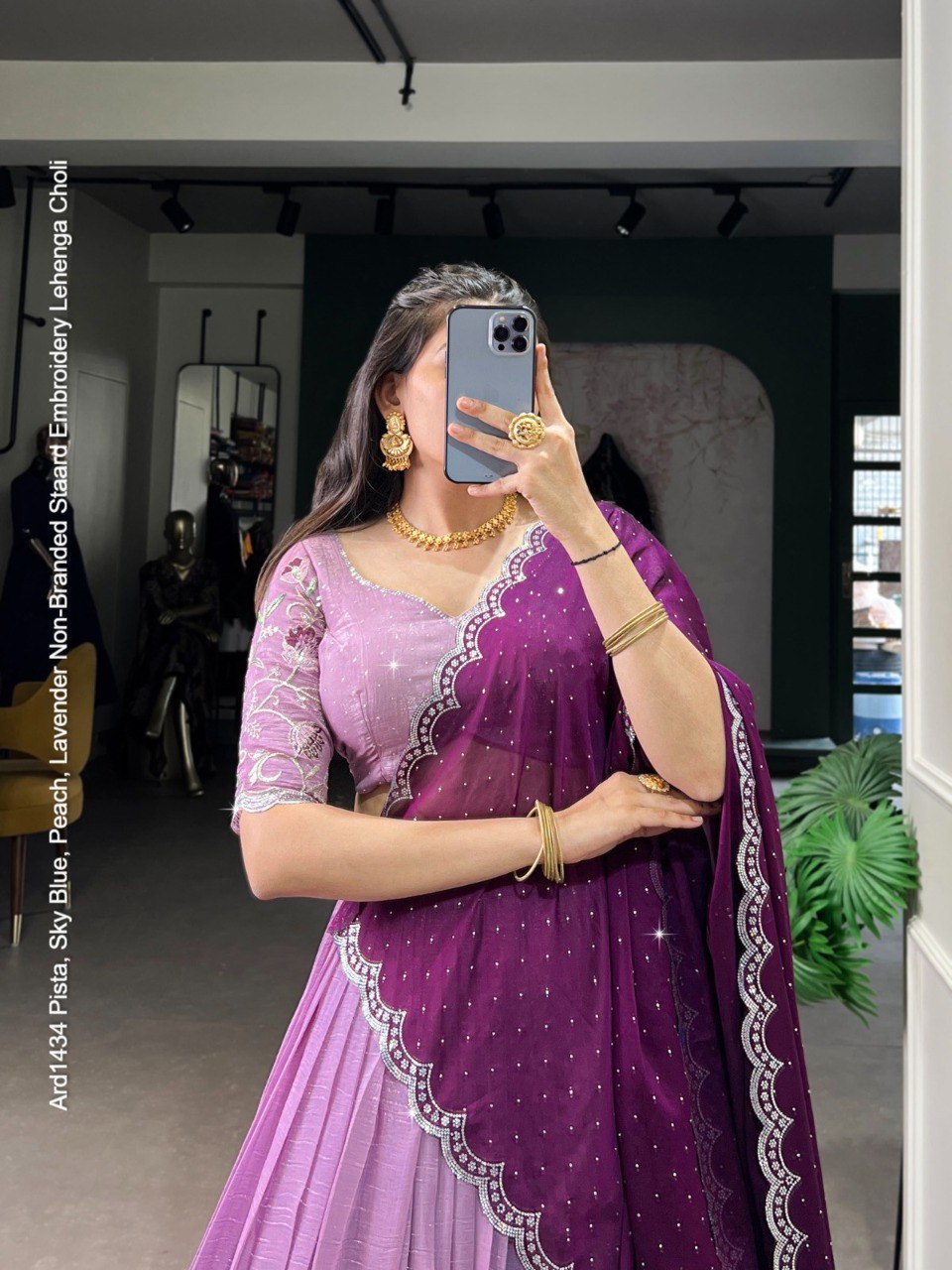 Ard1434 Pista, Sky Blue, Peach, Lavender Non-Branded Staard Embroidery Lehenga Choli