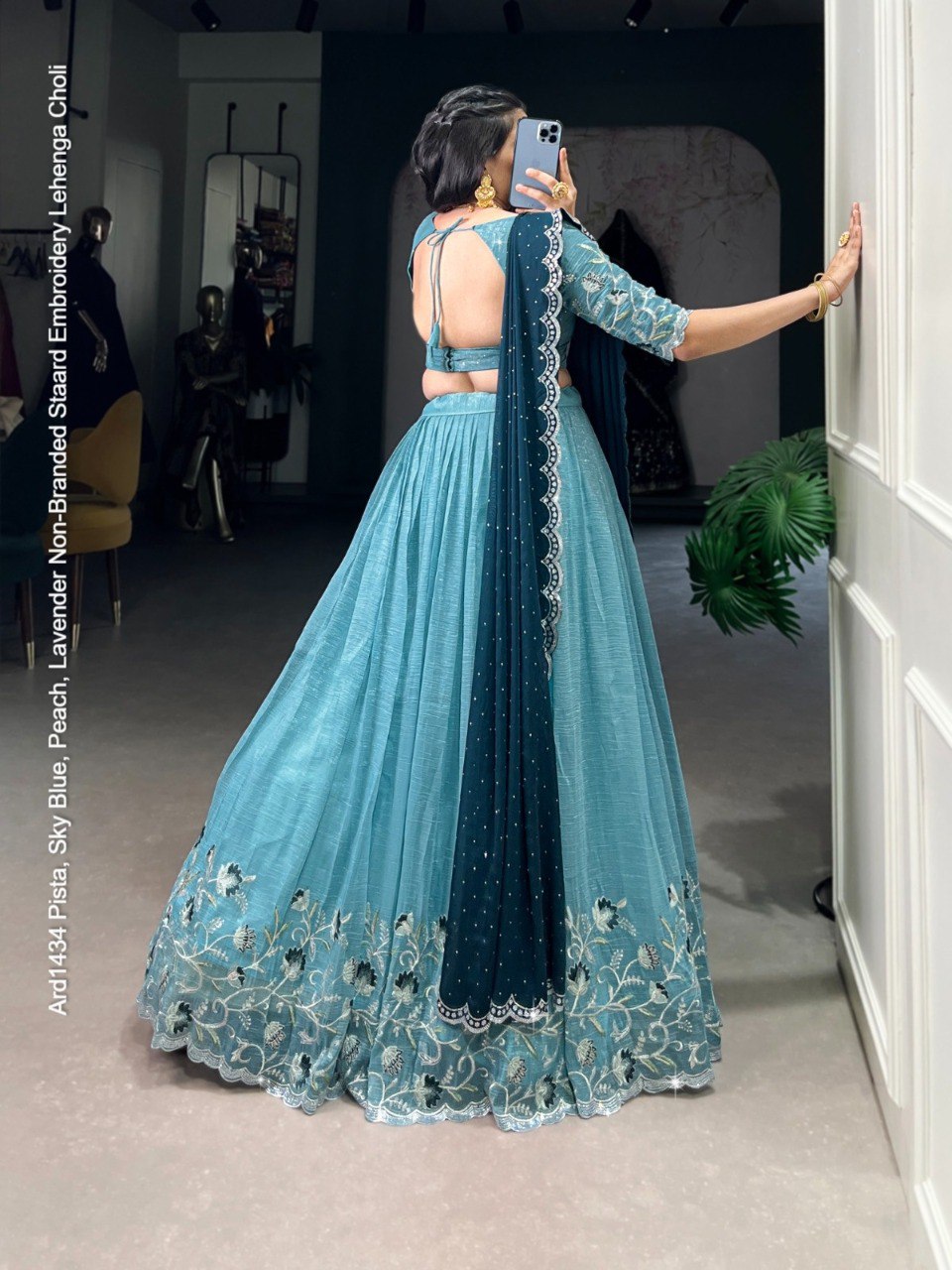 Ard1434 Pista, Sky Blue, Peach, Lavender Non-Branded Staard Embroidery Lehenga Choli
