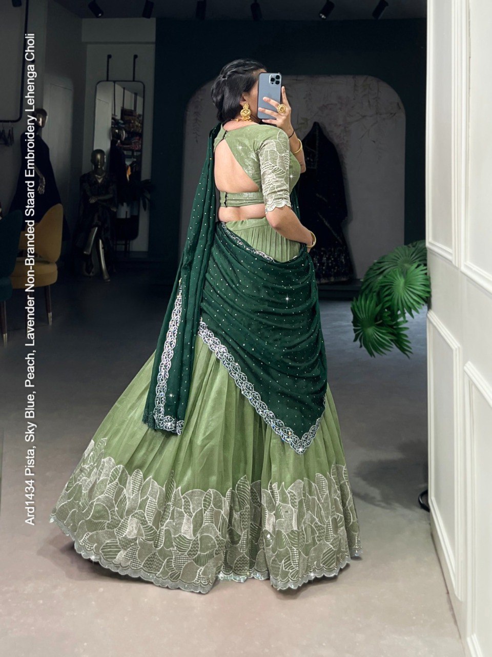 Ard1434 Pista, Sky Blue, Peach, Lavender Non-Branded Staard Embroidery Lehenga Choli