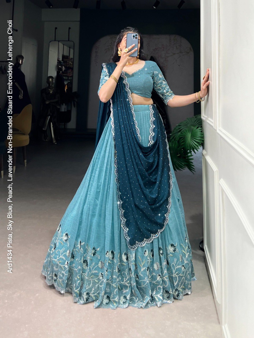 Ard1434 Pista, Sky Blue, Peach, Lavender Non-Branded Staard Embroidery Lehenga Choli